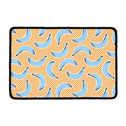 Retro Blue Banana Pattern Print Kitchen Mat