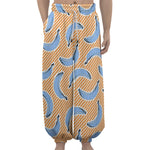 Retro Blue Banana Pattern Print Lantern Pants