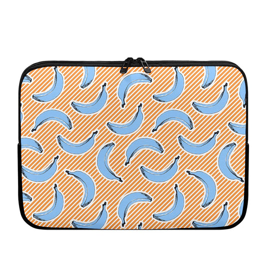 Retro Blue Banana Pattern Print Laptop Sleeve