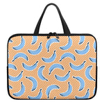Retro Blue Banana Pattern Print Laptop Sleeve With Handle