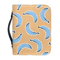 Retro Blue Banana Pattern Print Leather Bible Cover