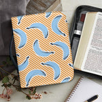 Retro Blue Banana Pattern Print Leather Bible Cover
