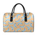 Retro Blue Banana Pattern Print Leather Duffel Bag
