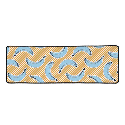 Retro Blue Banana Pattern Print Long Kitchen Mat