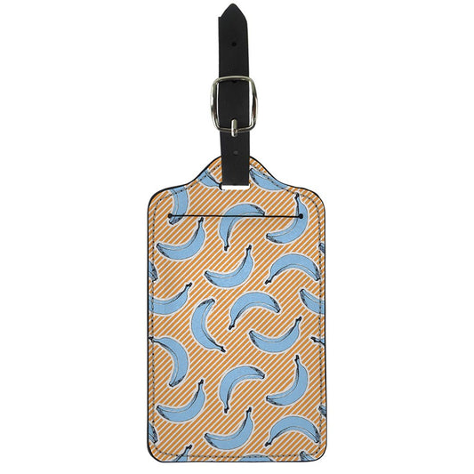 Retro Blue Banana Pattern Print Luggage Tag