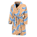 Retro Blue Banana Pattern Print Men's Bathrobe