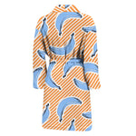 Retro Blue Banana Pattern Print Men's Bathrobe