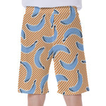 Retro Blue Banana Pattern Print Men's Beach Shorts