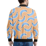 Retro Blue Banana Pattern Print Men's Bomber Jacket