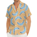 Retro Blue Banana Pattern Print Men's Deep V-Neck Shirt