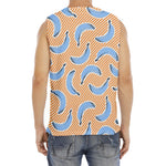Retro Blue Banana Pattern Print Men's Fitness Tank Top