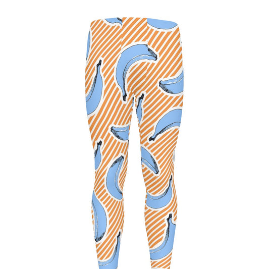 Retro Blue Banana Pattern Print Men's leggings