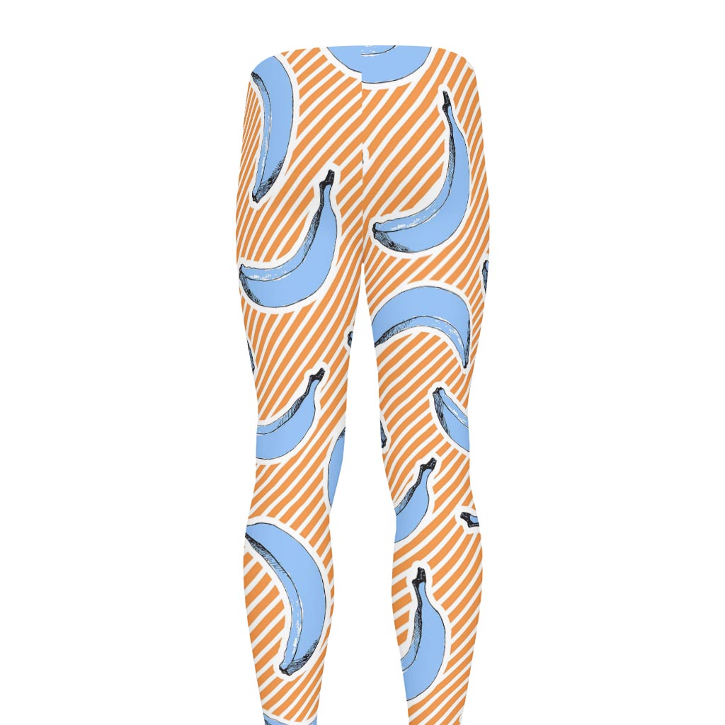 Retro Blue Banana Pattern Print Men's leggings