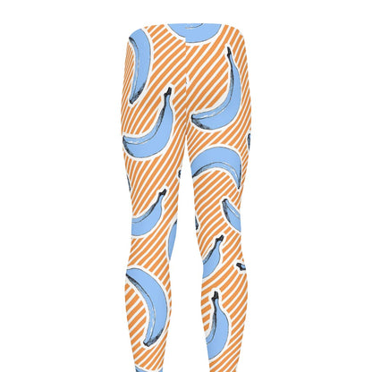 Retro Blue Banana Pattern Print Men's leggings