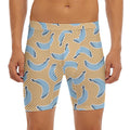 Retro Blue Banana Pattern Print Men's Long Boxer Briefs
