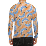 Retro Blue Banana Pattern Print Men's Long Sleeve Rash Guard
