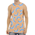 Retro Blue Banana Pattern Print Men's Muscle Tank Top