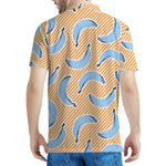 Retro Blue Banana Pattern Print Men's Polo Shirt