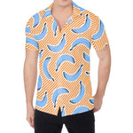Retro Blue Banana Pattern Print Men's Shirt