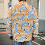 Retro Blue Banana Pattern Print Men's Shirt Jacket