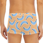 Retro Blue Banana Pattern Print Men's Short Boxer Briefs
