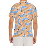 Retro Blue Banana Pattern Print Men's Short Sleeve Rash Guard