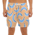 Retro Blue Banana Pattern Print Men's Split Running Shorts