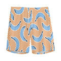 Retro Blue Banana Pattern Print Men's Athletic Shorts