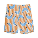Retro Blue Banana Pattern Print Men's Sports Shorts