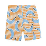 Retro Blue Banana Pattern Print Men's Sports Shorts