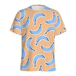 Retro Blue Banana Pattern Print Men's Sports T-Shirt