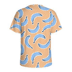 Retro Blue Banana Pattern Print Men's Sports T-Shirt