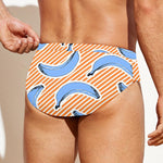 Retro Blue Banana Pattern Print Men's Swim Briefs