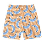 Retro Blue Banana Pattern Print Men's Swim Trunks