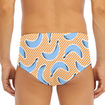 Retro Blue Banana Pattern Print Men's Triangle Swim Briefs