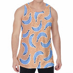 Retro Blue Banana Pattern Print Men's Velvet Tank Top