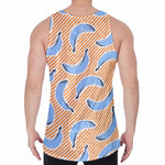 Retro Blue Banana Pattern Print Men's Velvet Tank Top
