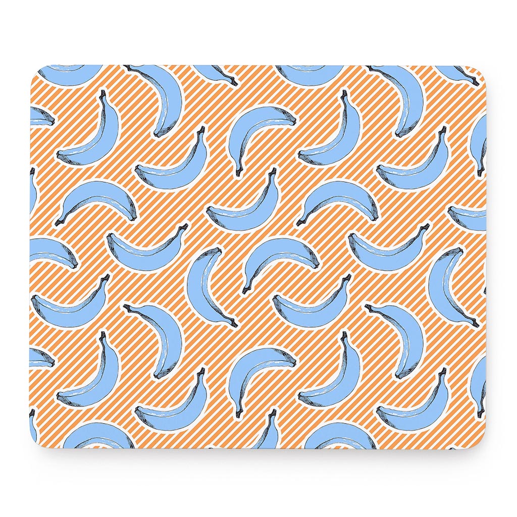 Retro Blue Banana Pattern Print Mouse Pad