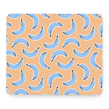 Retro Blue Banana Pattern Print Mouse Pad