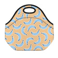Retro Blue Banana Pattern Print Neoprene Lunch Bag
