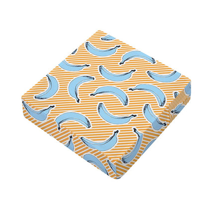 Retro Blue Banana Pattern Print Outdoor Seat Cushion Cover
