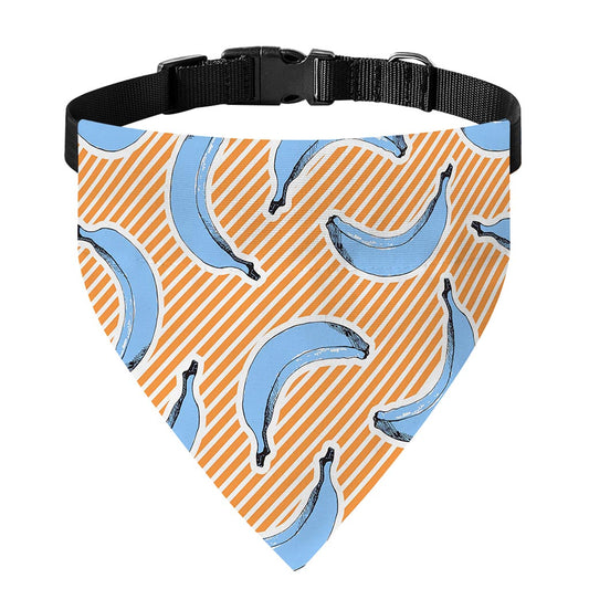 Retro Blue Banana Pattern Print Over The Collar Dog Bandana