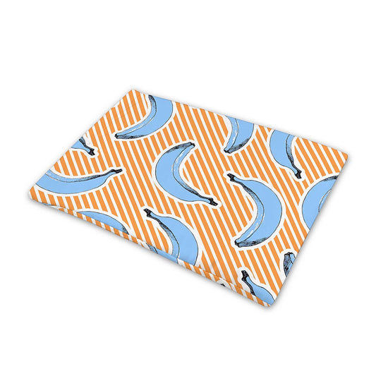 Retro Blue Banana Pattern Print Pet Cooling Mat Cover