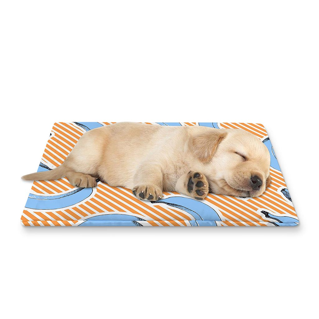 Retro Blue Banana Pattern Print Pet Cooling Mat Cover