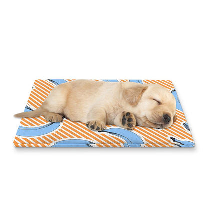 Retro Blue Banana Pattern Print Pet Cooling Mat Cover