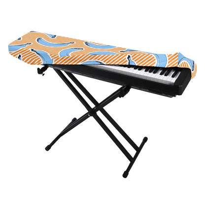 Retro Blue Banana Pattern Print Piano Keyboard Cover