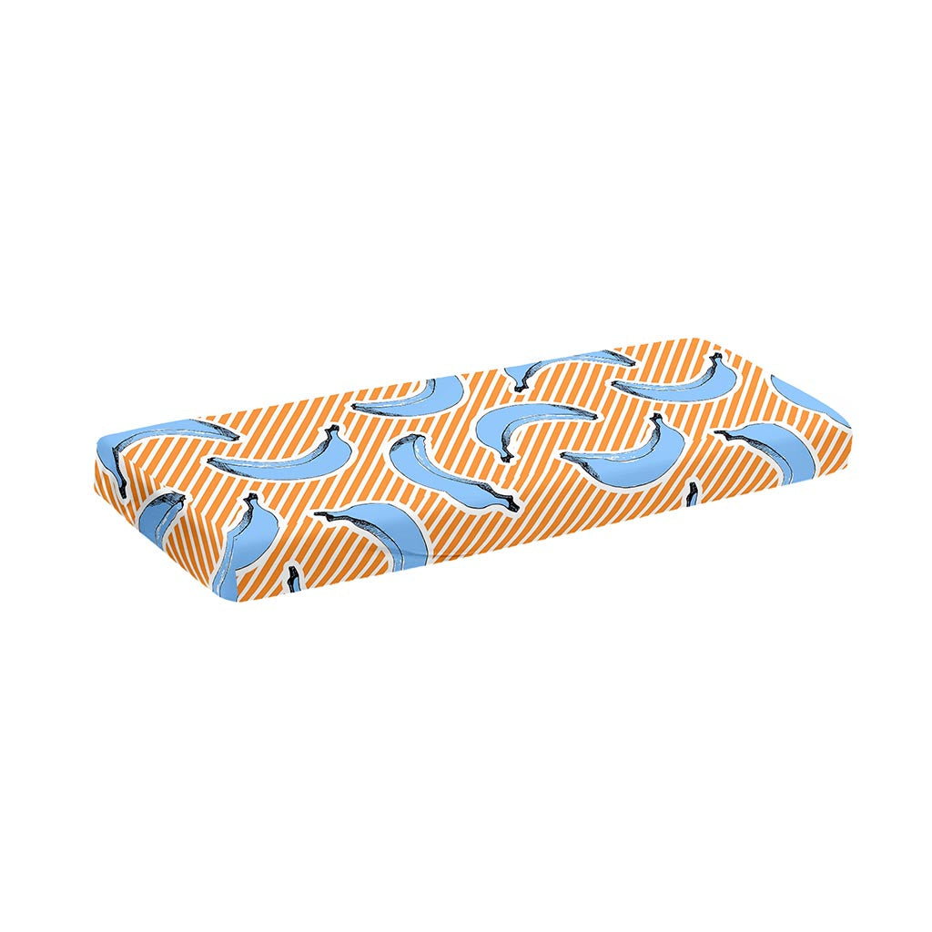 Retro Blue Banana Pattern Print Piano Keyboard Cover