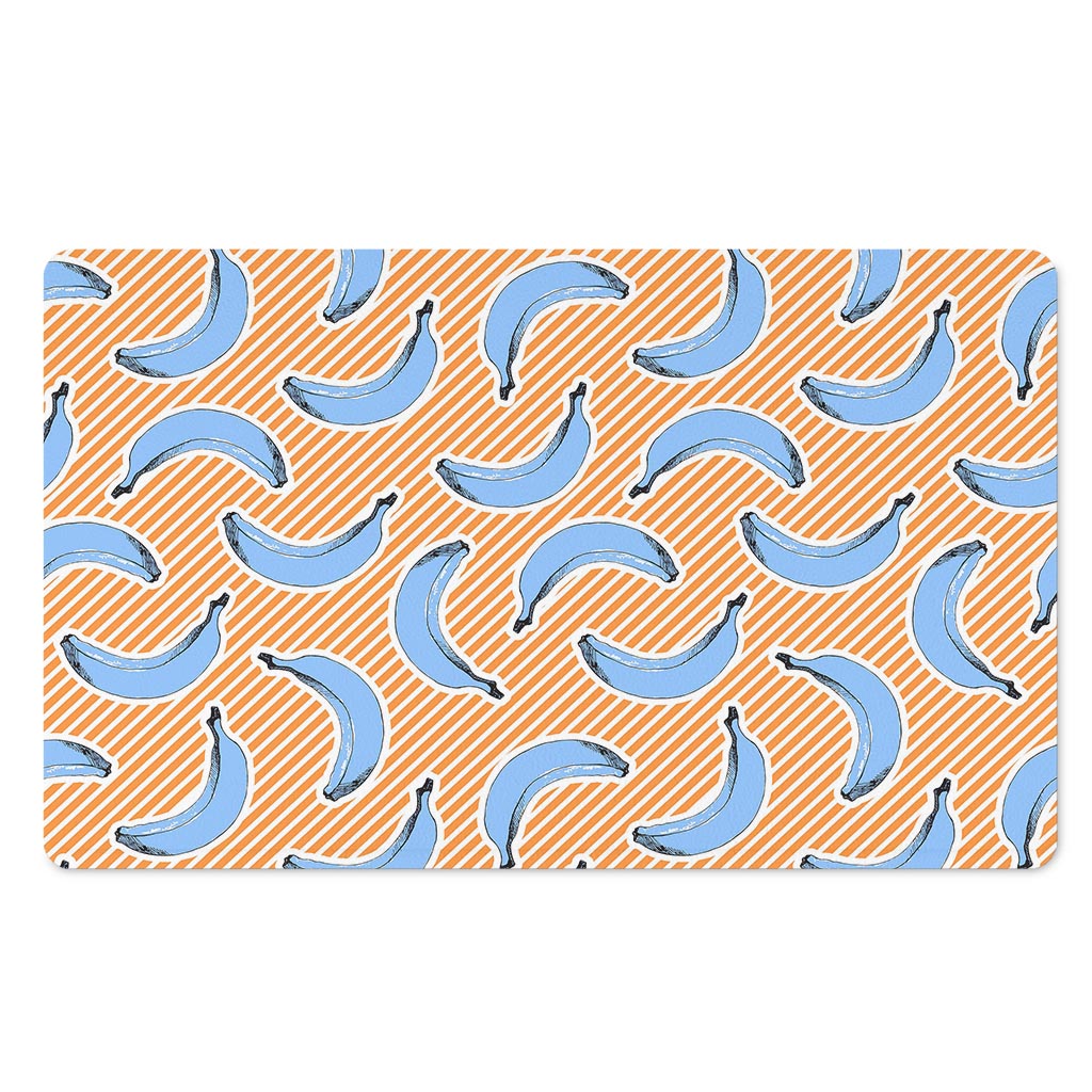 Retro Blue Banana Pattern Print Polyester Doormat