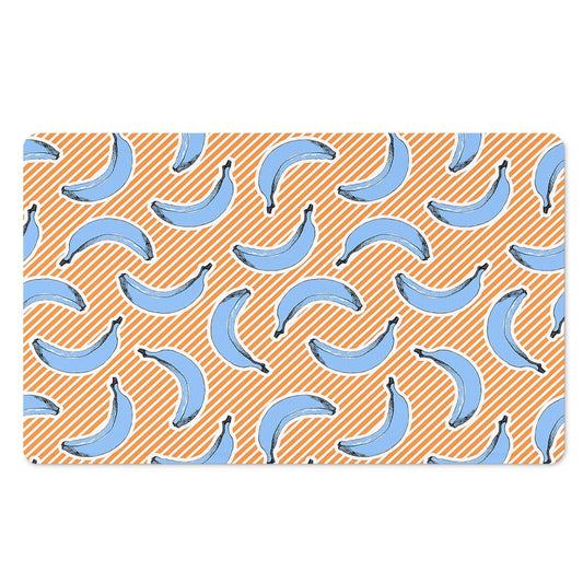 Retro Blue Banana Pattern Print Polyester Doormat