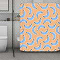 Retro Blue Banana Pattern Print Polyester Shower Curtain